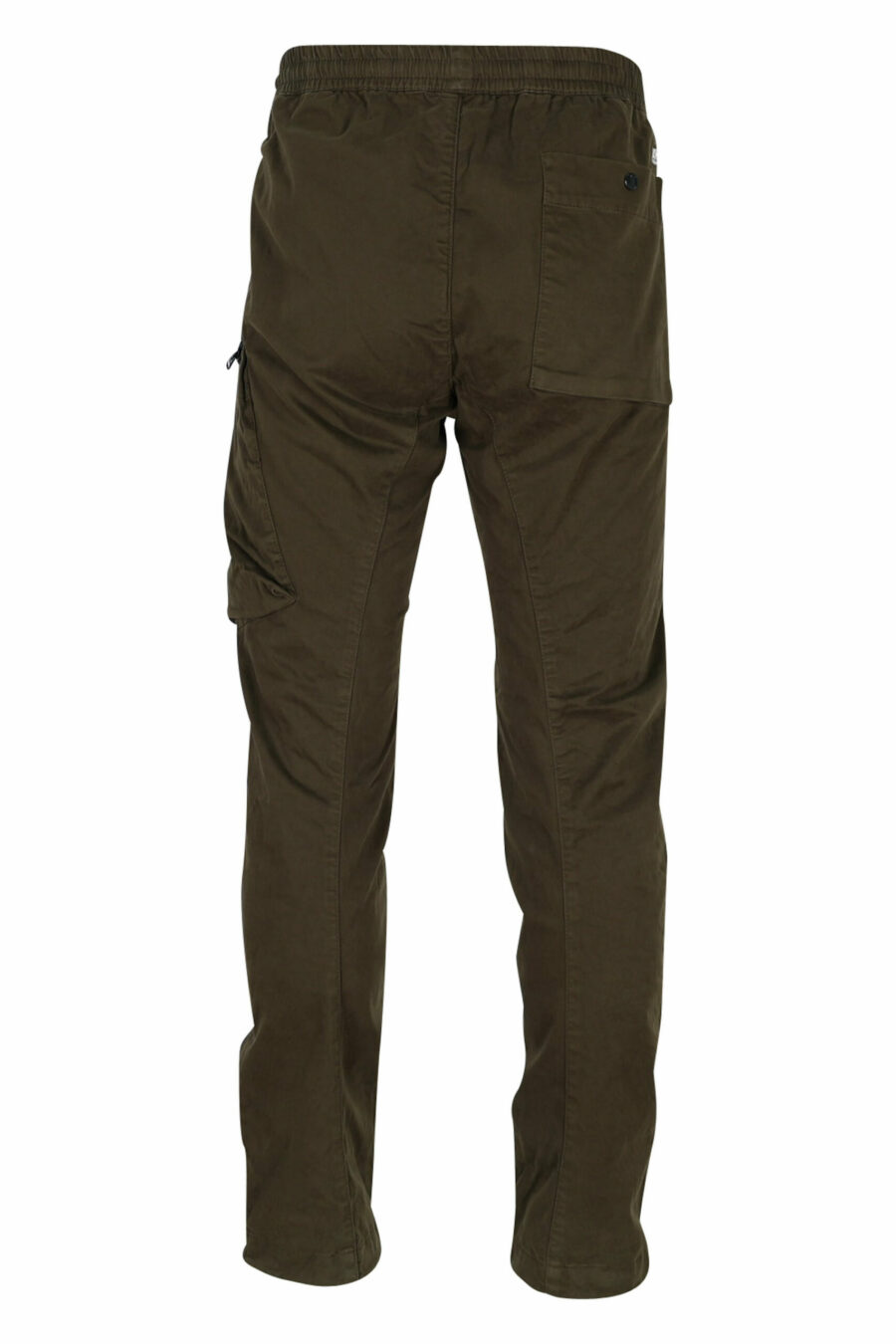 Pantalón verde militar de satén elástico con bolsillo lateral y logo lente - 7620943537833 2 scaled