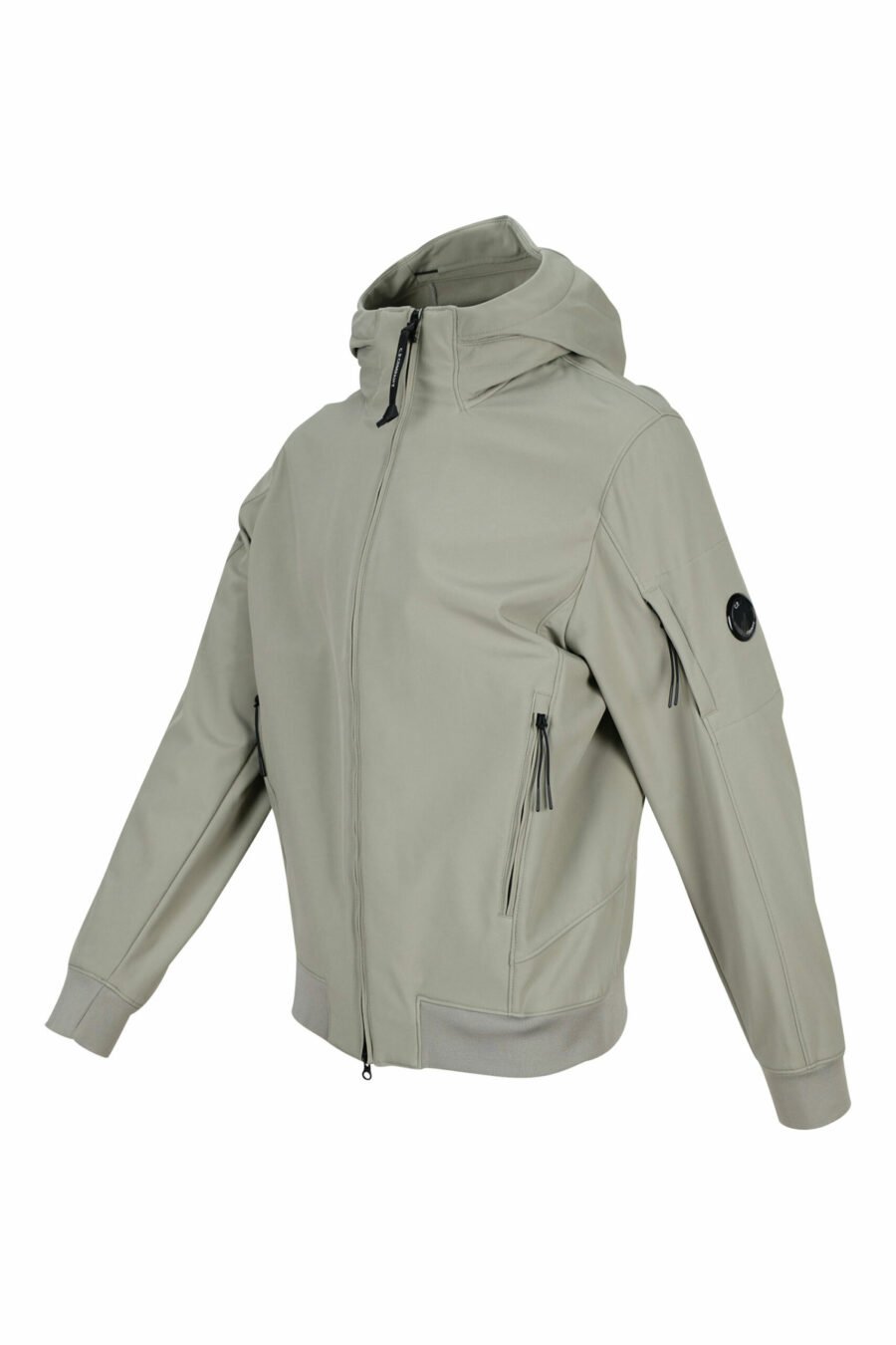 Beige jacket with hood and logo lens - 7620943543728 1 scaled
