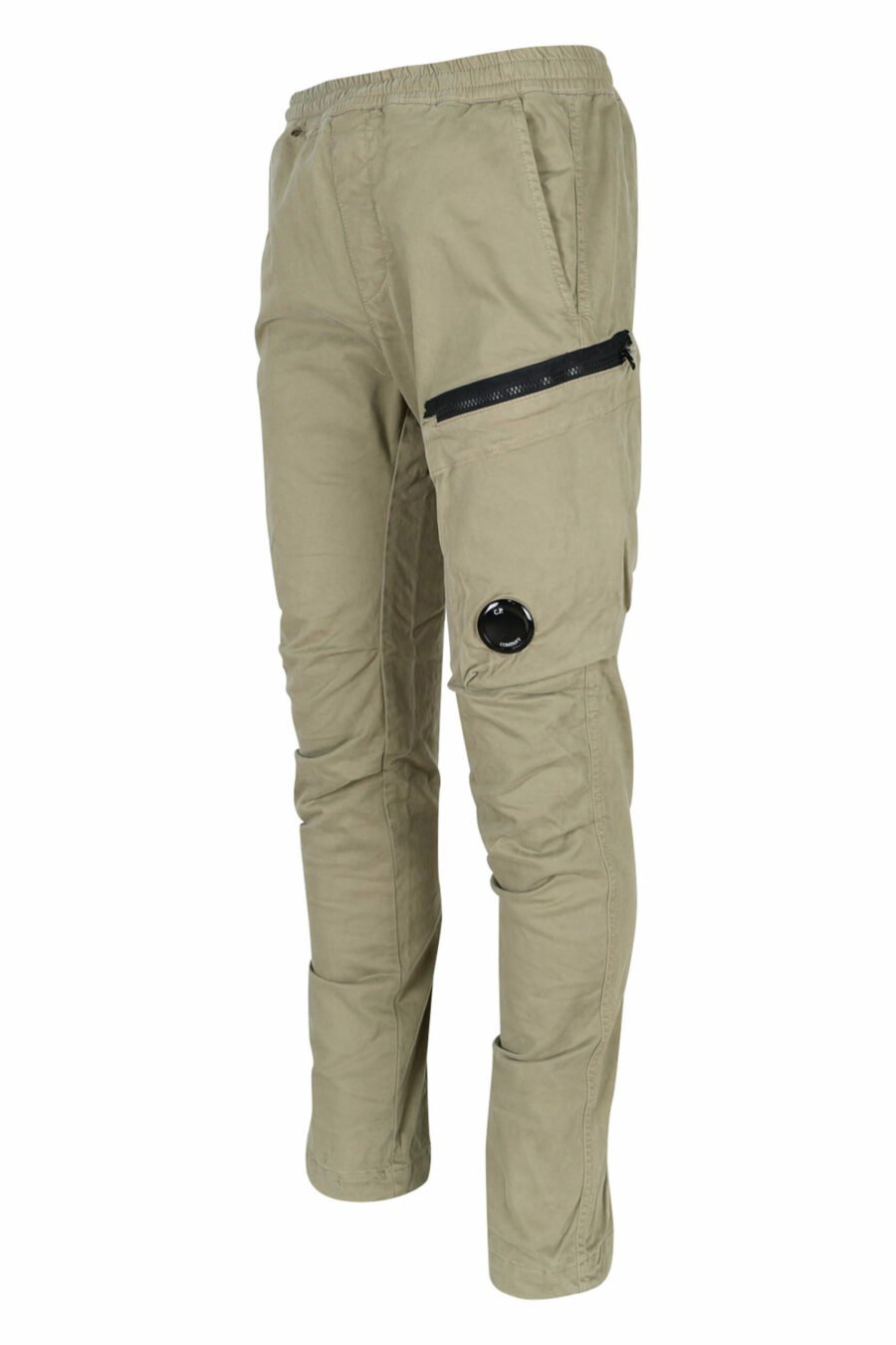 Pantalon en satin stretch beige avec poche latérale et lentille logo - 7620943578416 1 scaled
