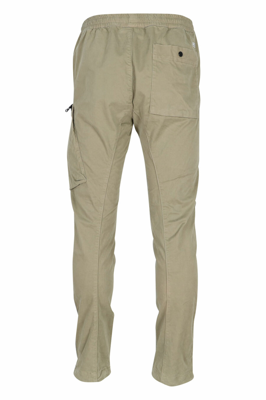 C.P. Company - Pantalón beige de satén elástico con bolsillo lateral y logo  lente - BLS Fashion