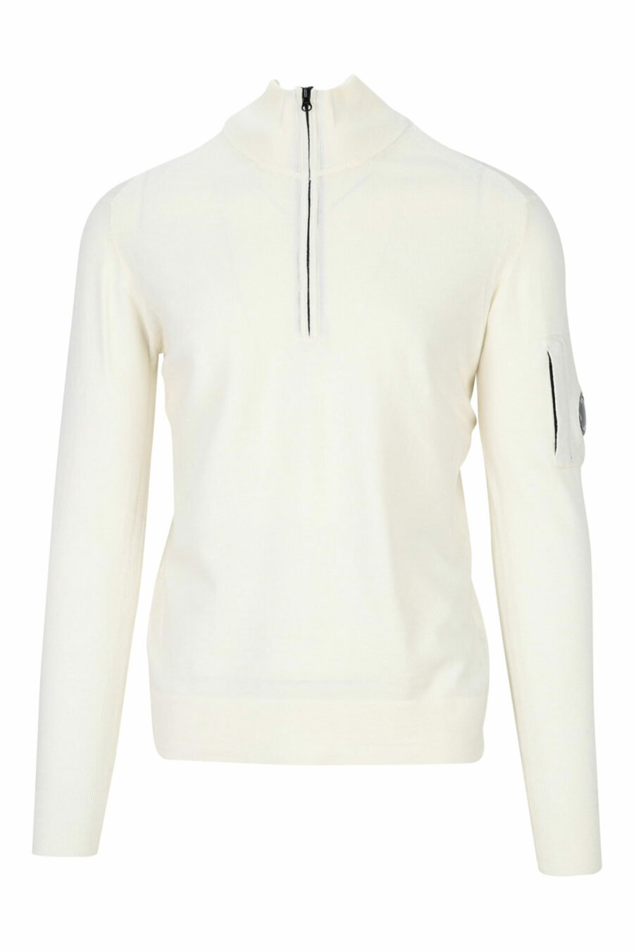 White turtleneck jumper with zip and side lens logo - 7620943601213 scaled