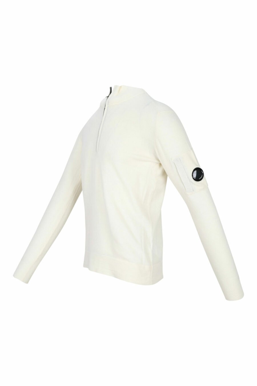 Jersey blanco de cuello alto con cremallera y logo lente lateral - 7620943601213 1 scaled