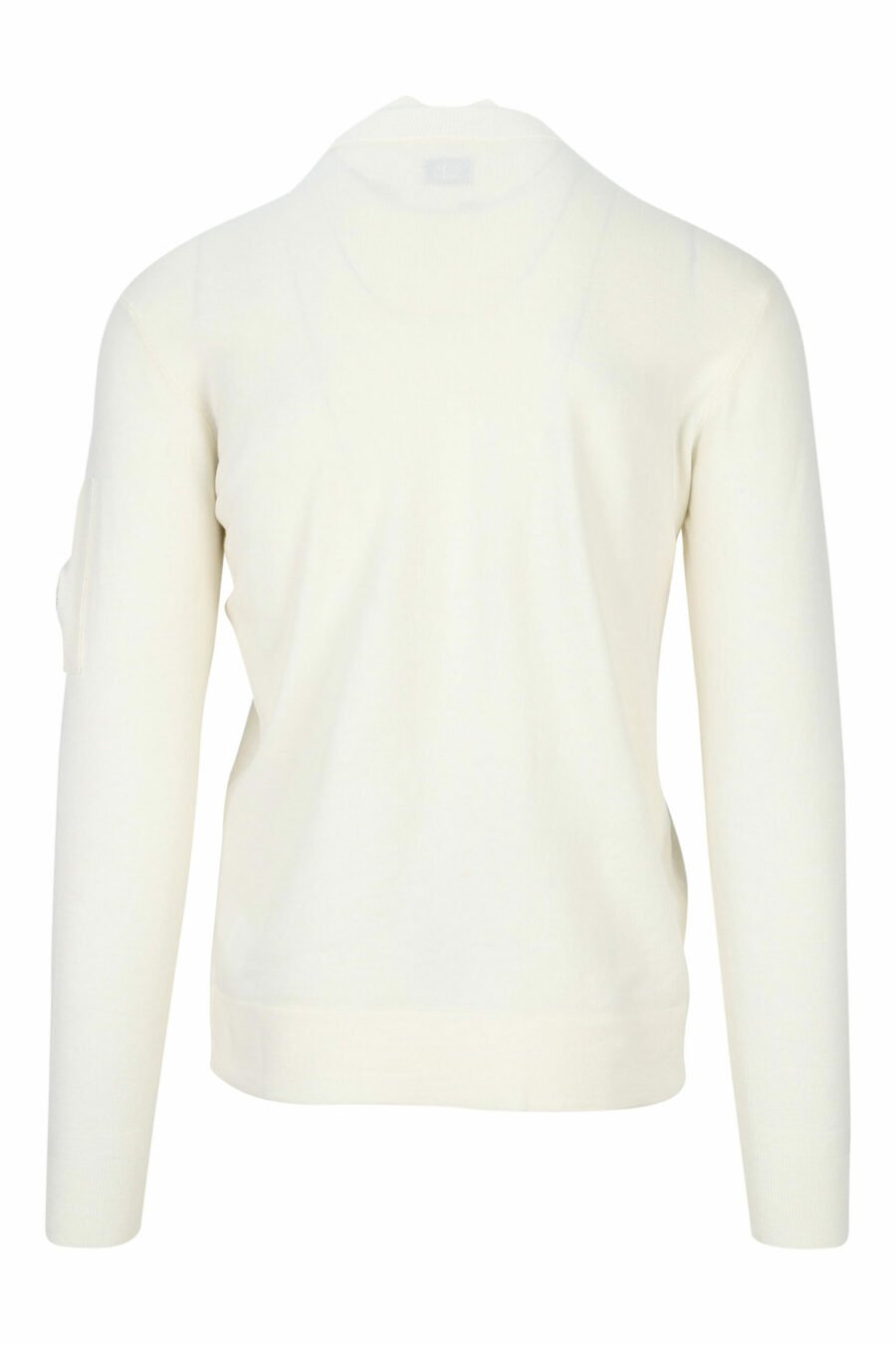 Jersey blanco de cuello alto con cremallera y logo lente lateral - 7620943601213 2 scaled