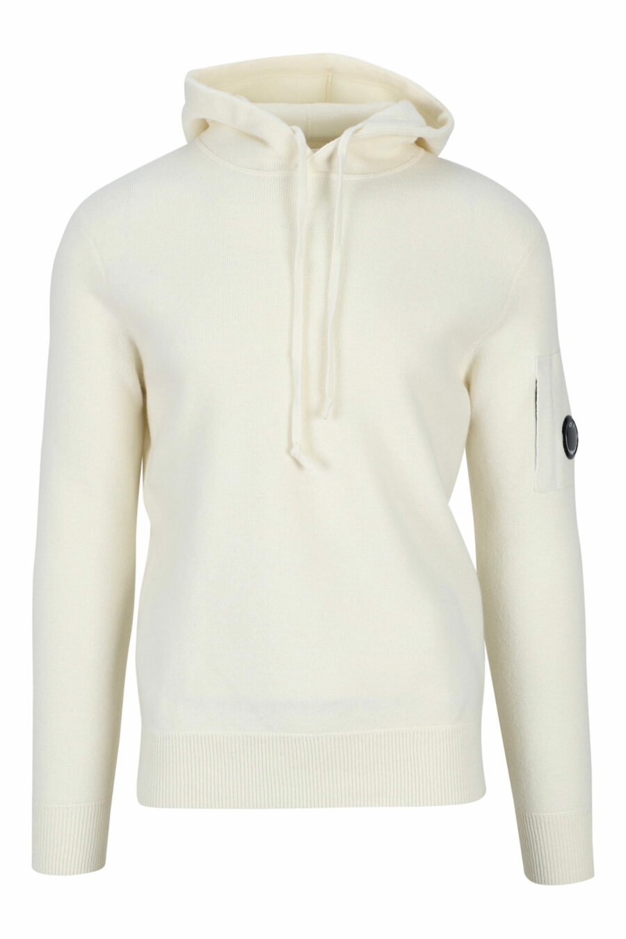 White hooded sweatshirt with side lens logo - 7620943634068 scaled