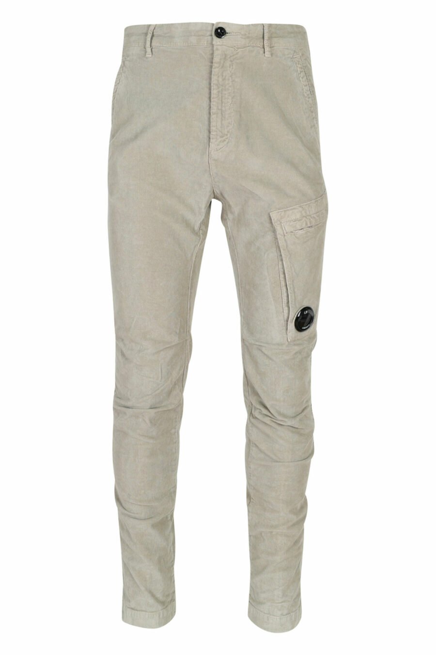 Beige corduroy trousers with side pocket and lens logo - 7620943650518 scaled