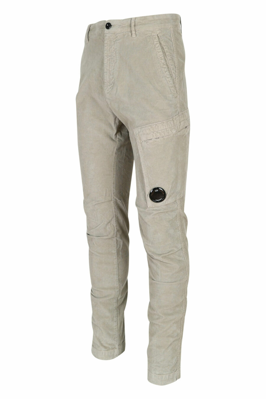 Beige corduroy trousers with side pocket and lens logo - 7620943650518 2 scaled