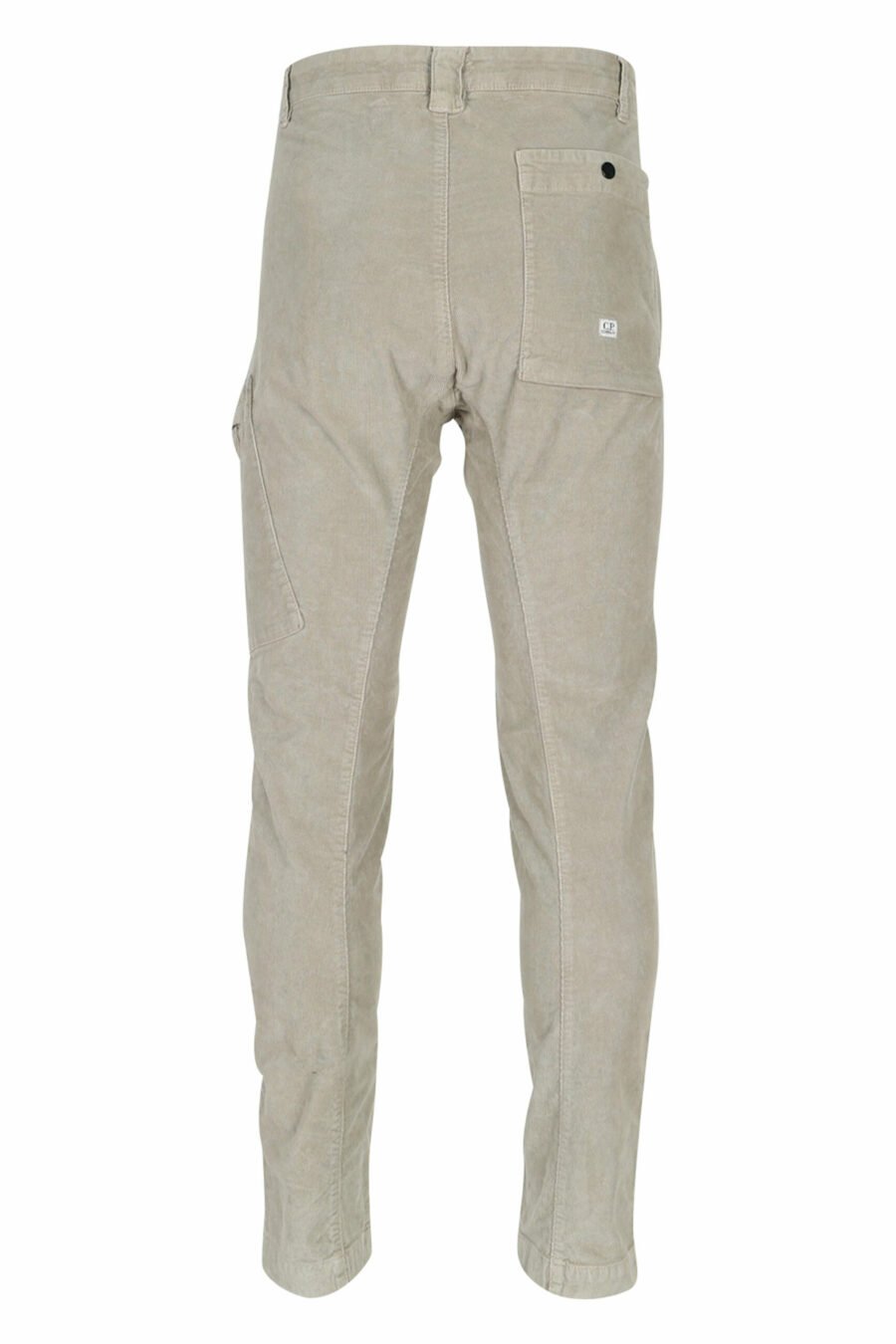 Beige corduroy trousers with side pocket and lens logo - 7620943650518 3 scaled
