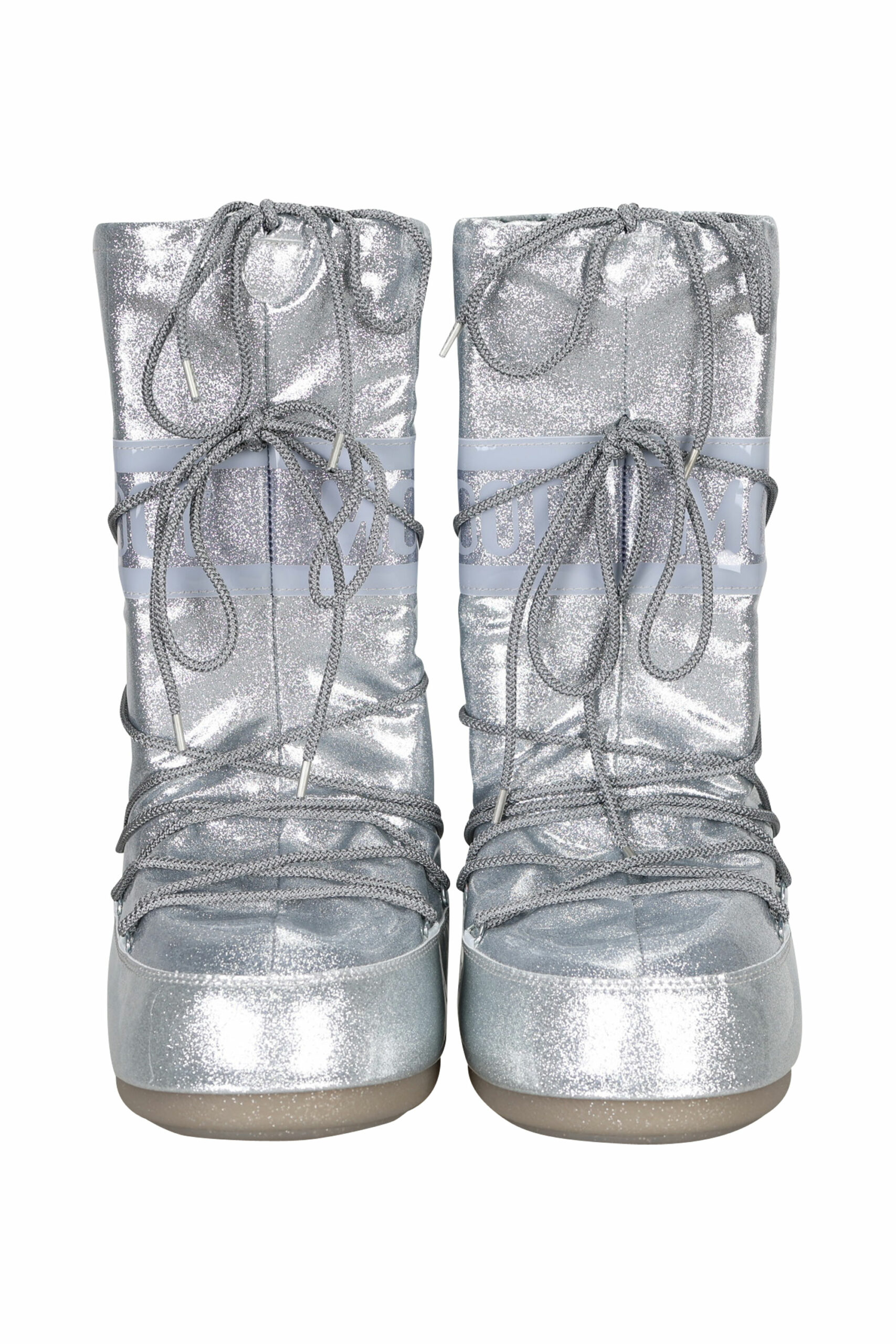 Moon Boot - Botas de nieve grises brillantes con logo monocromático - BLS  Fashion