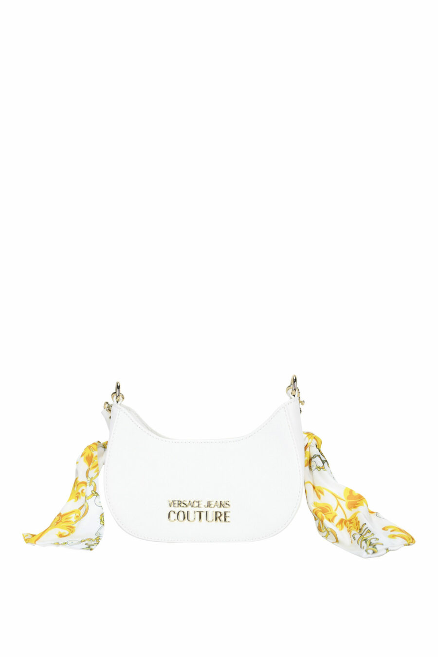 White hobo style shoulder bag with baroque scarf - 8052019407143 scaled