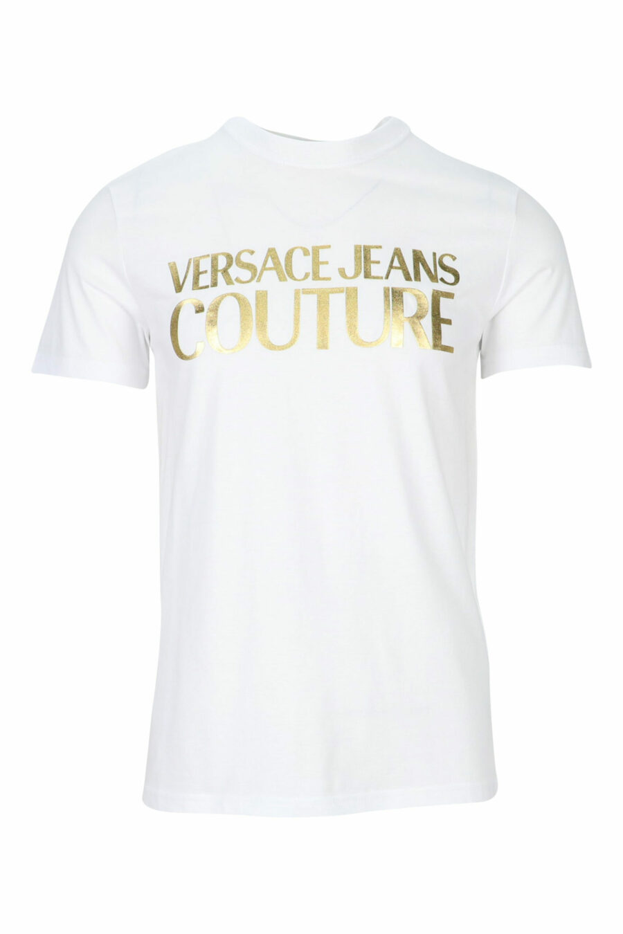 T-shirt blanc avec maxilogue classique en or brillant - 8052019456738 scaled