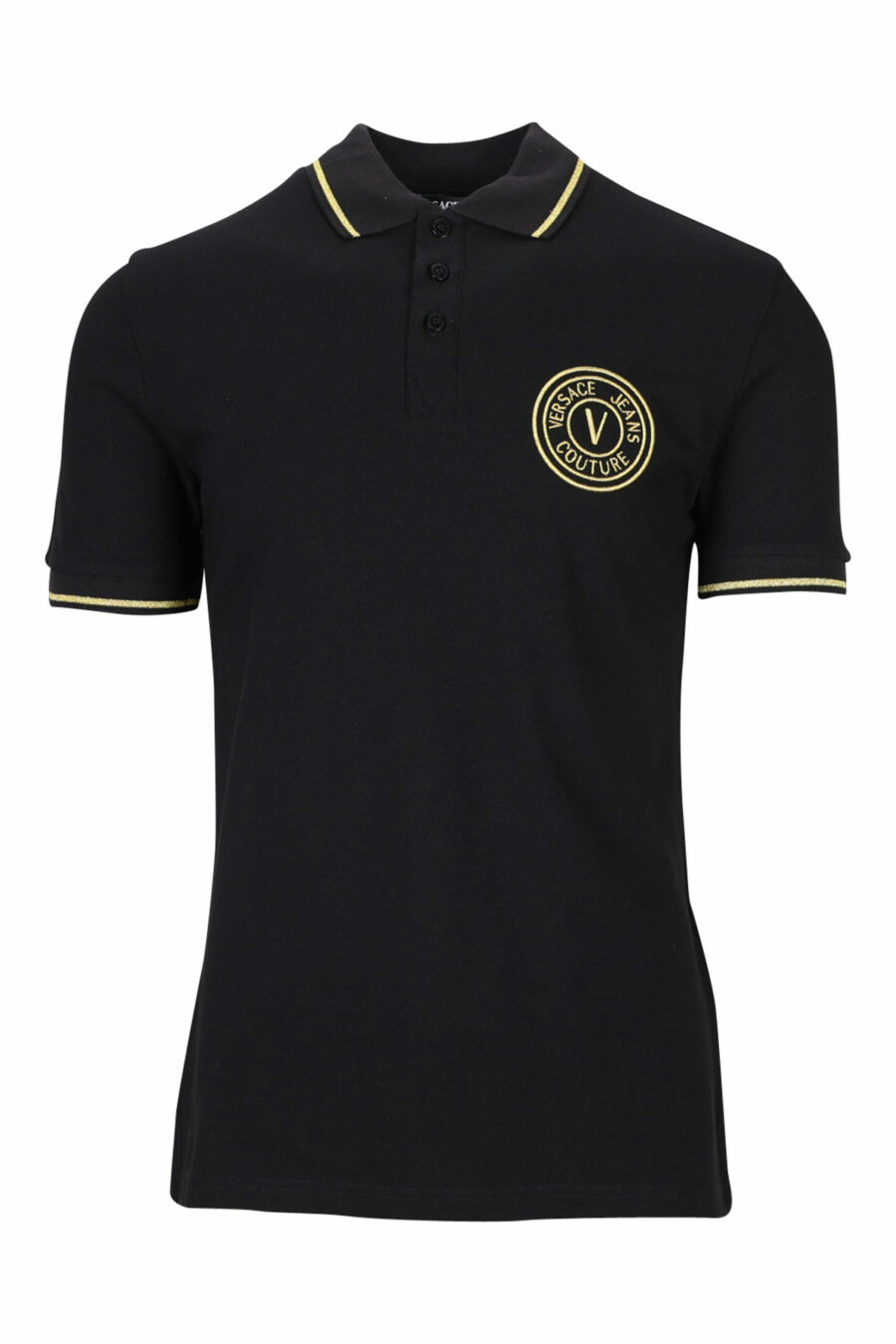 Schwarzes Poloshirt mit goldenem Mini-Logo - 8052019467598 skaliert