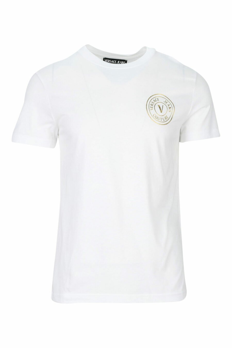 Camiseta blanca con minilogo circular dorado - 8052019468397 scaled