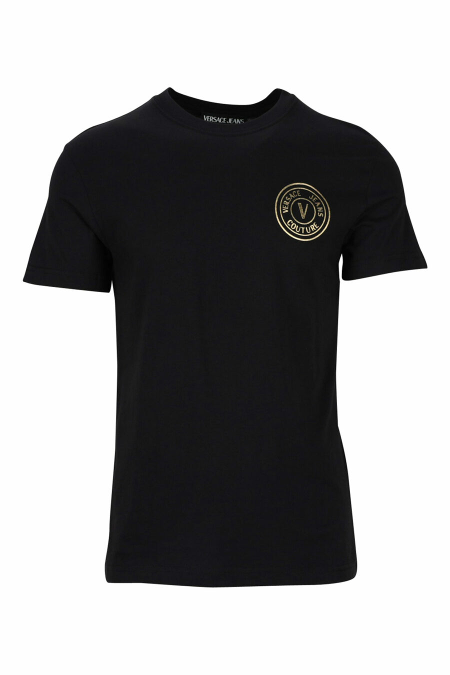 T-shirt noir avec mini-logo circulaire doré - 8052019468465 scaled