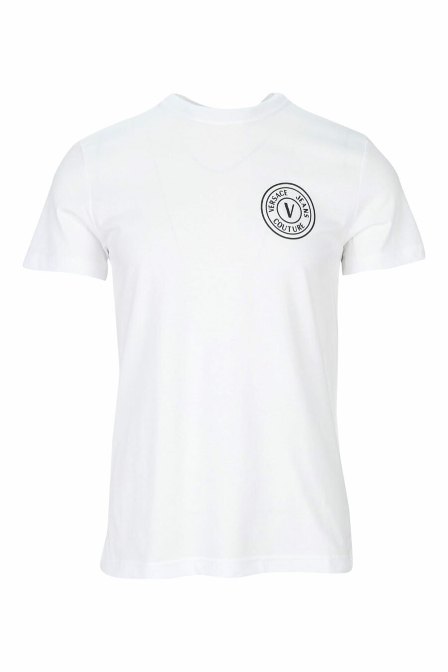 T-shirt blanc avec mini-logo circulaire noir - 8052019468526 scaled