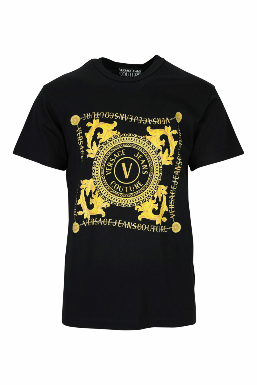 Black T-shirt with circular baroque maxilogo - 8052019477481 scaled