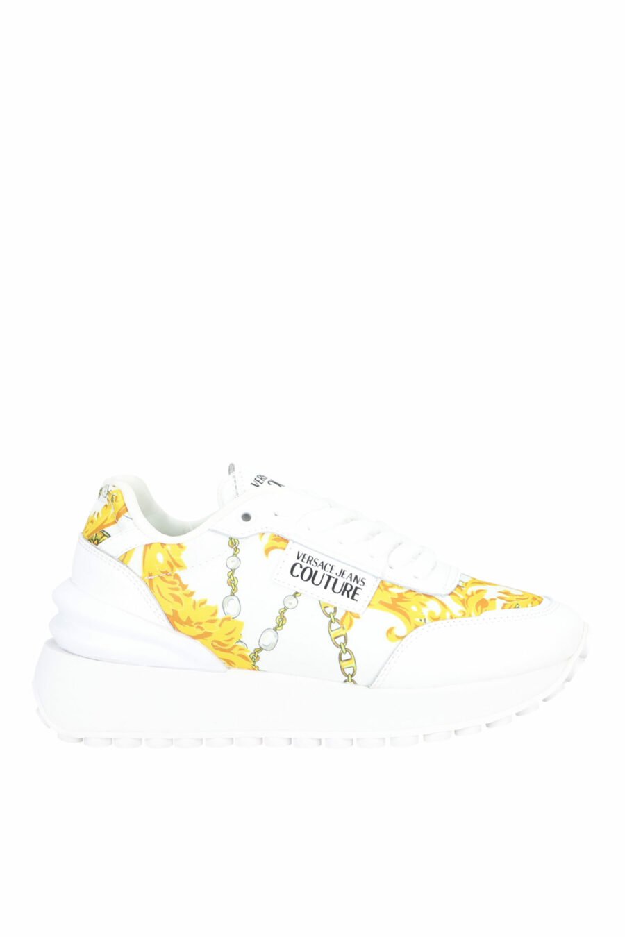White trainers with baroque print and platform - 8052019482539 scaled
