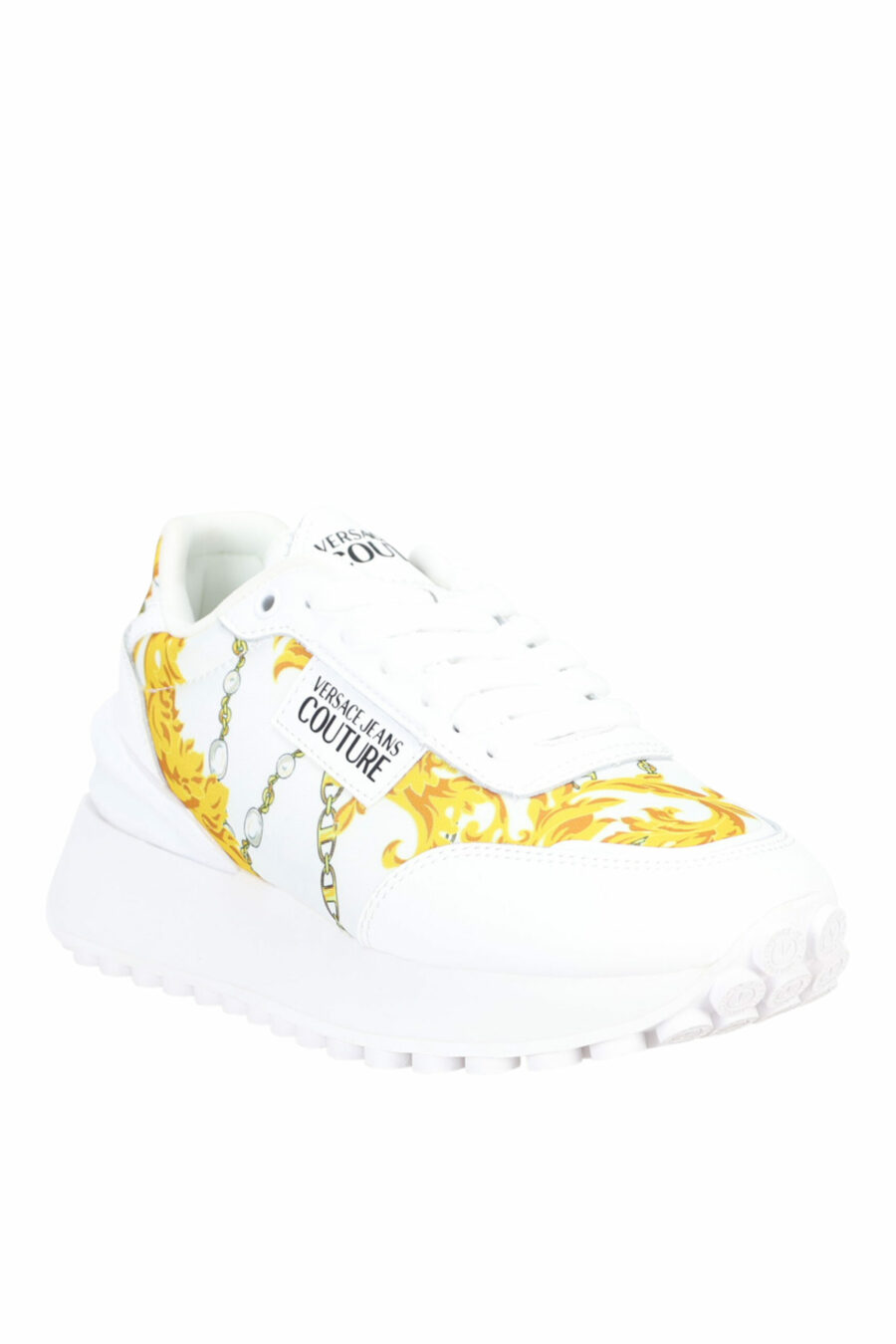 White trainers with baroque print and platform - 8052019482539 1 scaled