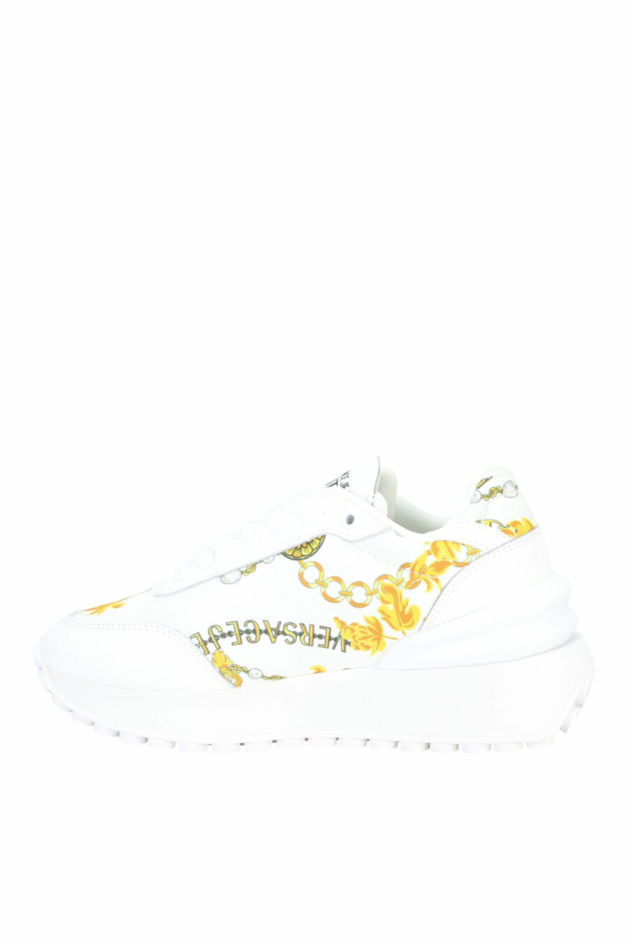 White trainers with baroque print and platform - 8052019482539 2 scaled