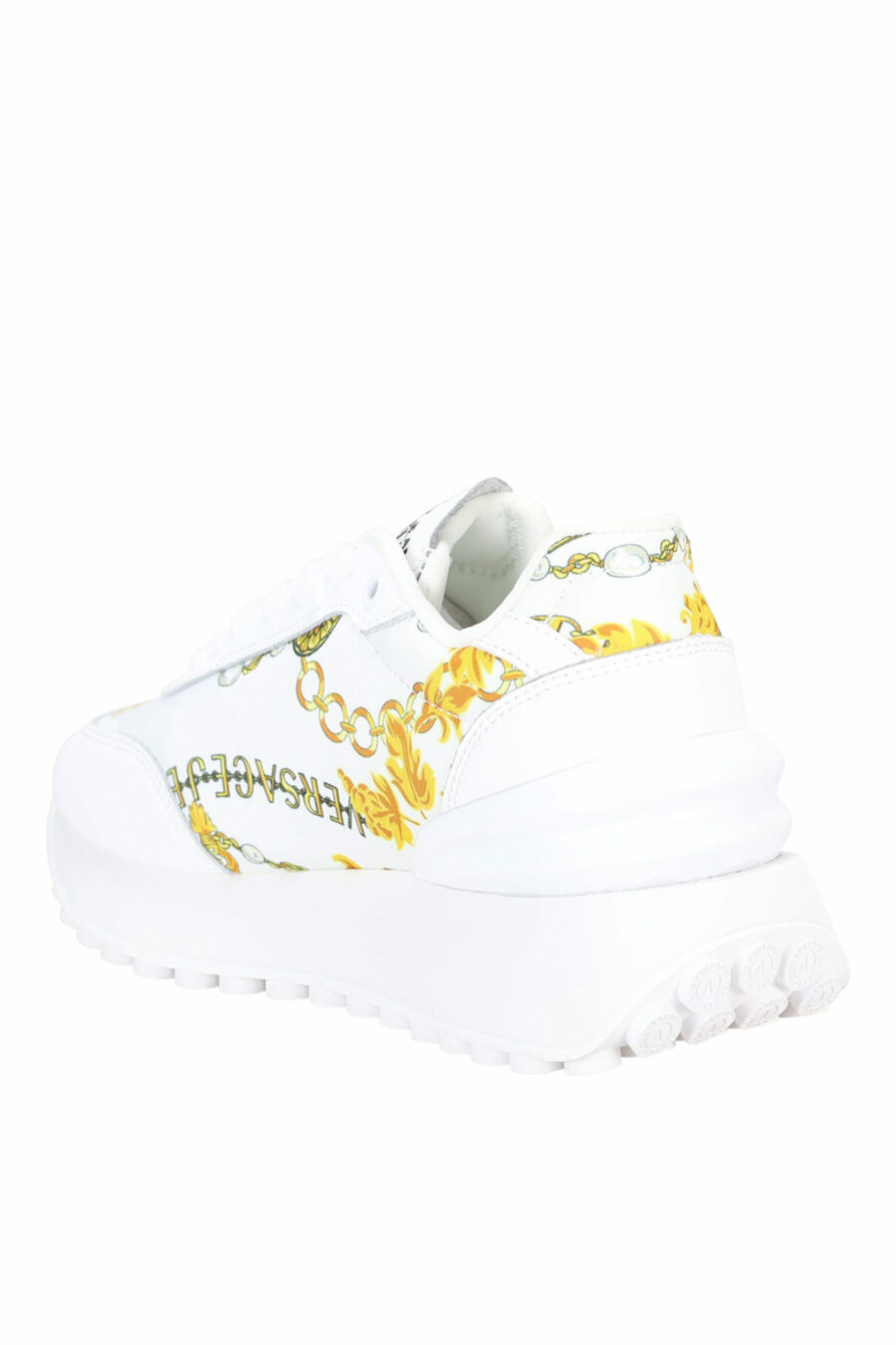 White trainers with baroque print and platform - 8052019482539 3 scaled