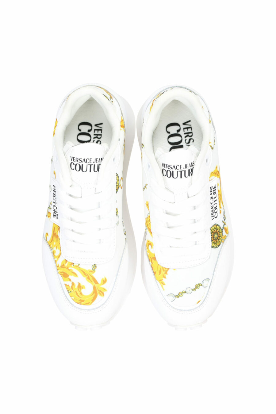 White trainers with baroque print and platform - 8052019482539 4 scaled