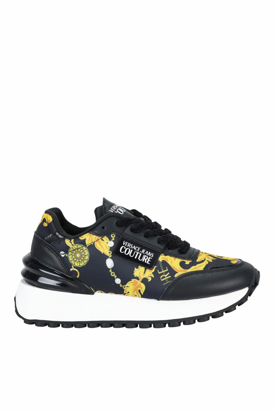 Black trainers with baroque print and platform - 8052019482591 scaled