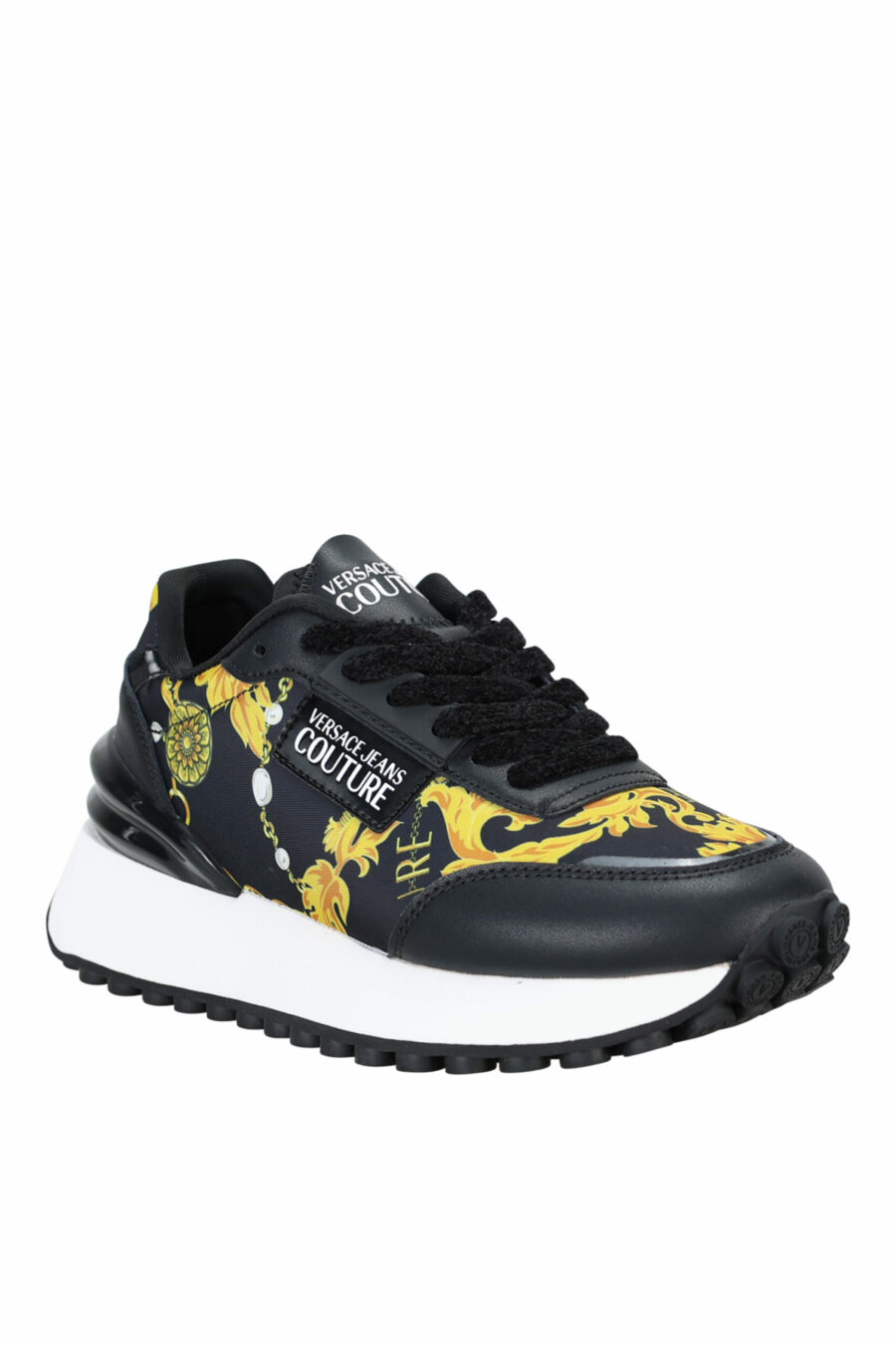 Black trainers with baroque print and platform - 8052019482591 1 scaled