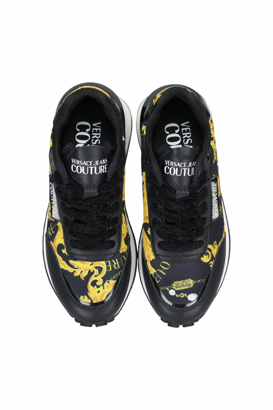 Black trainers with baroque print and platform - 8052019482591 5 scaled