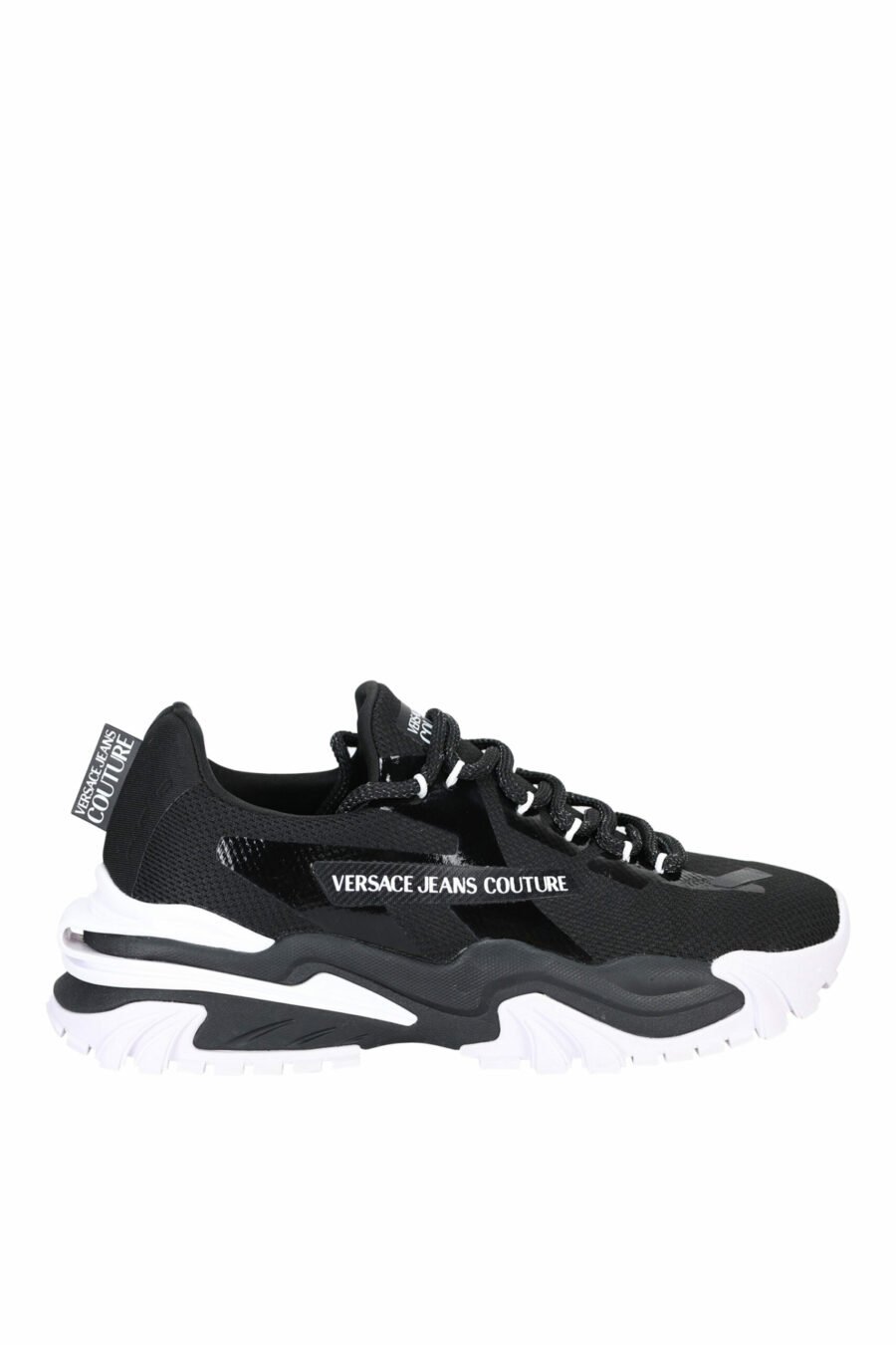Zapatillas negras mix con minilogo blanco y suela blanca - 8052019489880 scaled