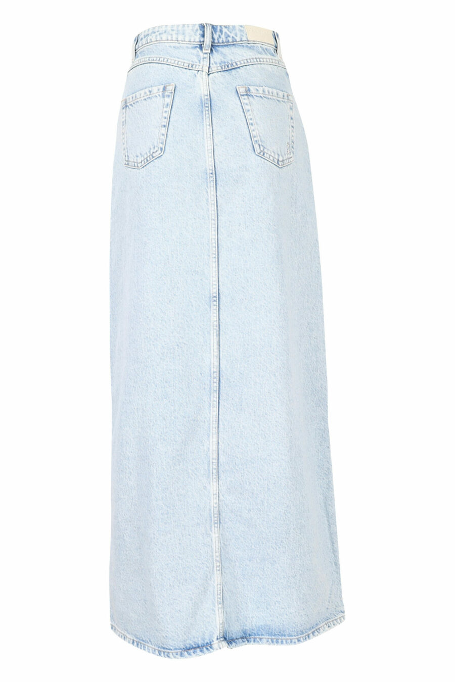 Long blue denim skirt "lara" with slit - 8052691166819 2 scaled