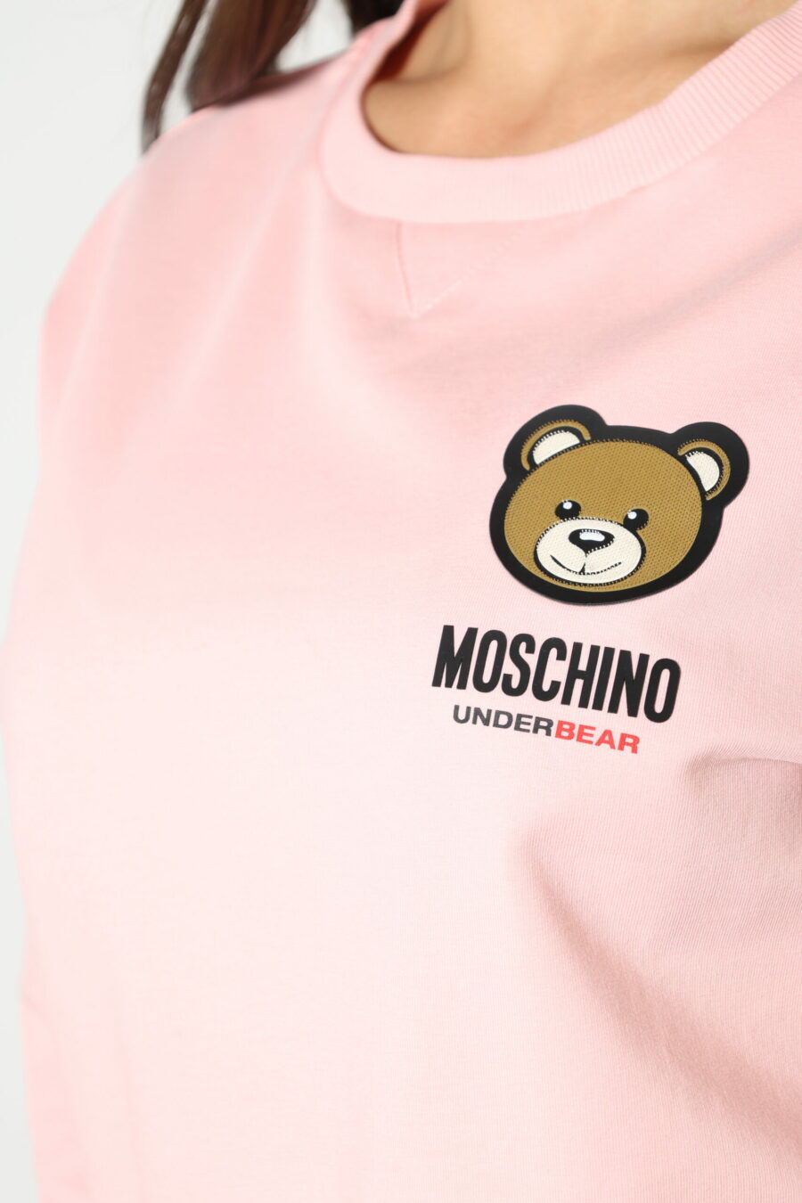 Pink sweatshirt with bear logo patch "underbear" - 8052865435499 342 scaled