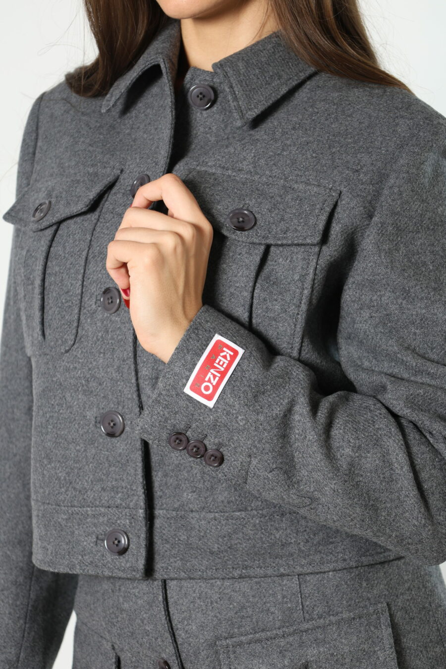 Grey jacket with mini-logo on sleeve - 8052865435499 409 1 scaled