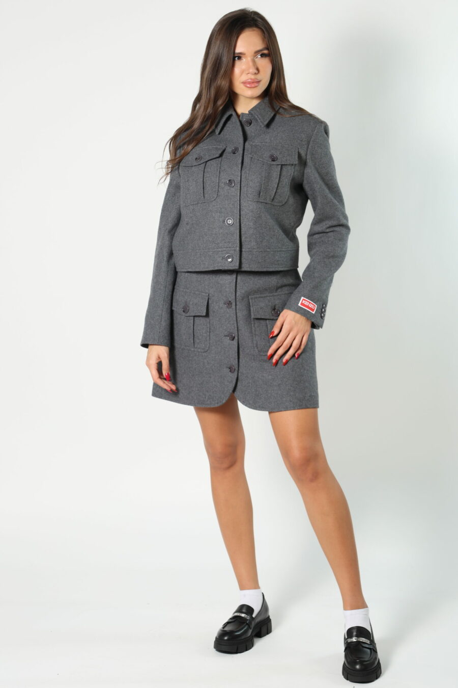 Grey jacket with mini-logo on sleeve - 8052865435499 410 1 scaled