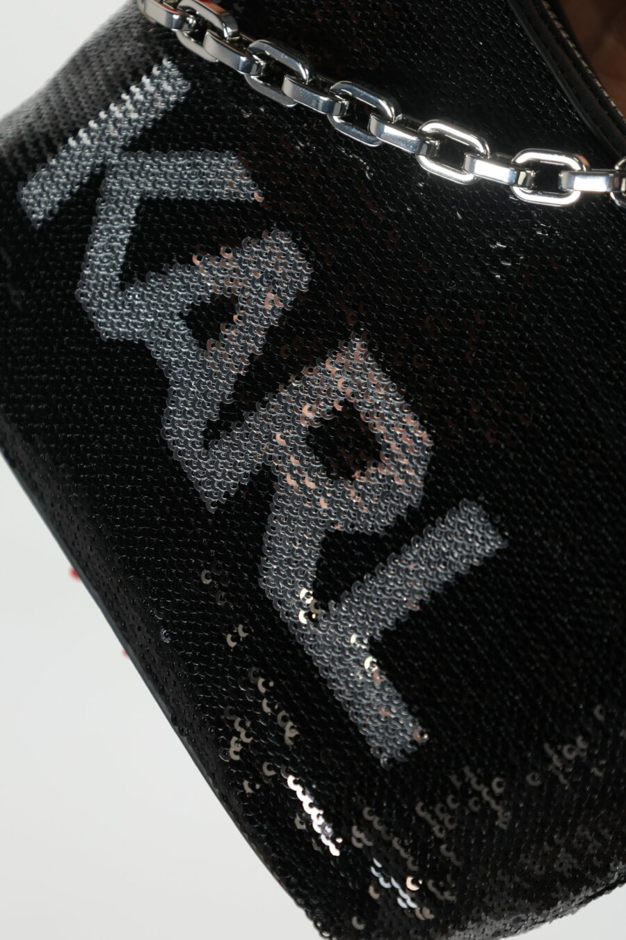 Black sequined shoulder bag with silver logo - 8052865435499 422 1 scaled