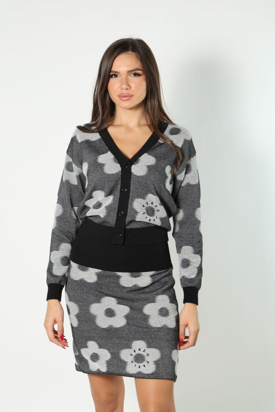 Grey jumper with buttons "all over boke flower logo " - 8052865435499 447 scaled
