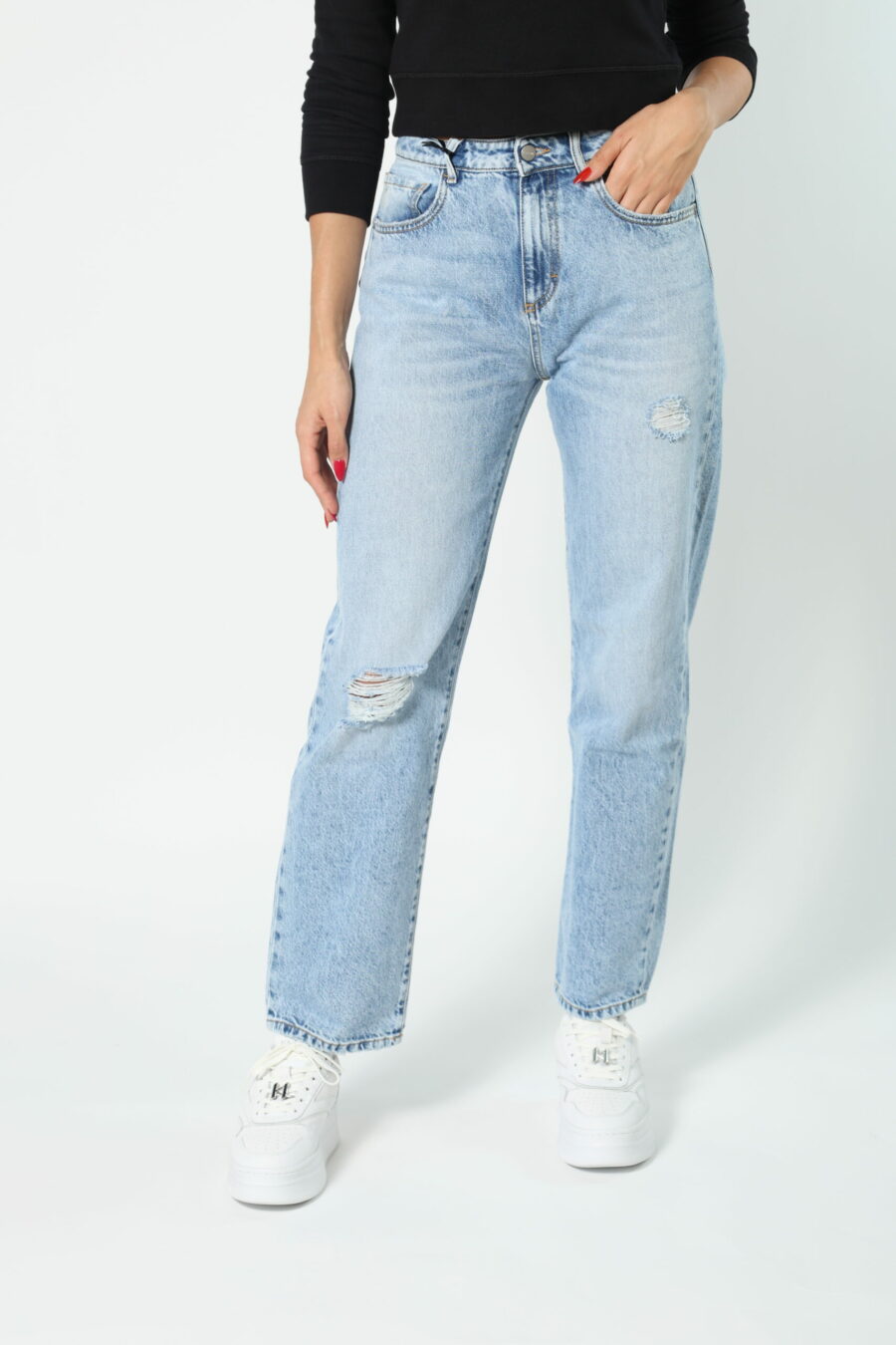 Blue denim trousers "bella" with minirotos - 8052865435499 8 scaled