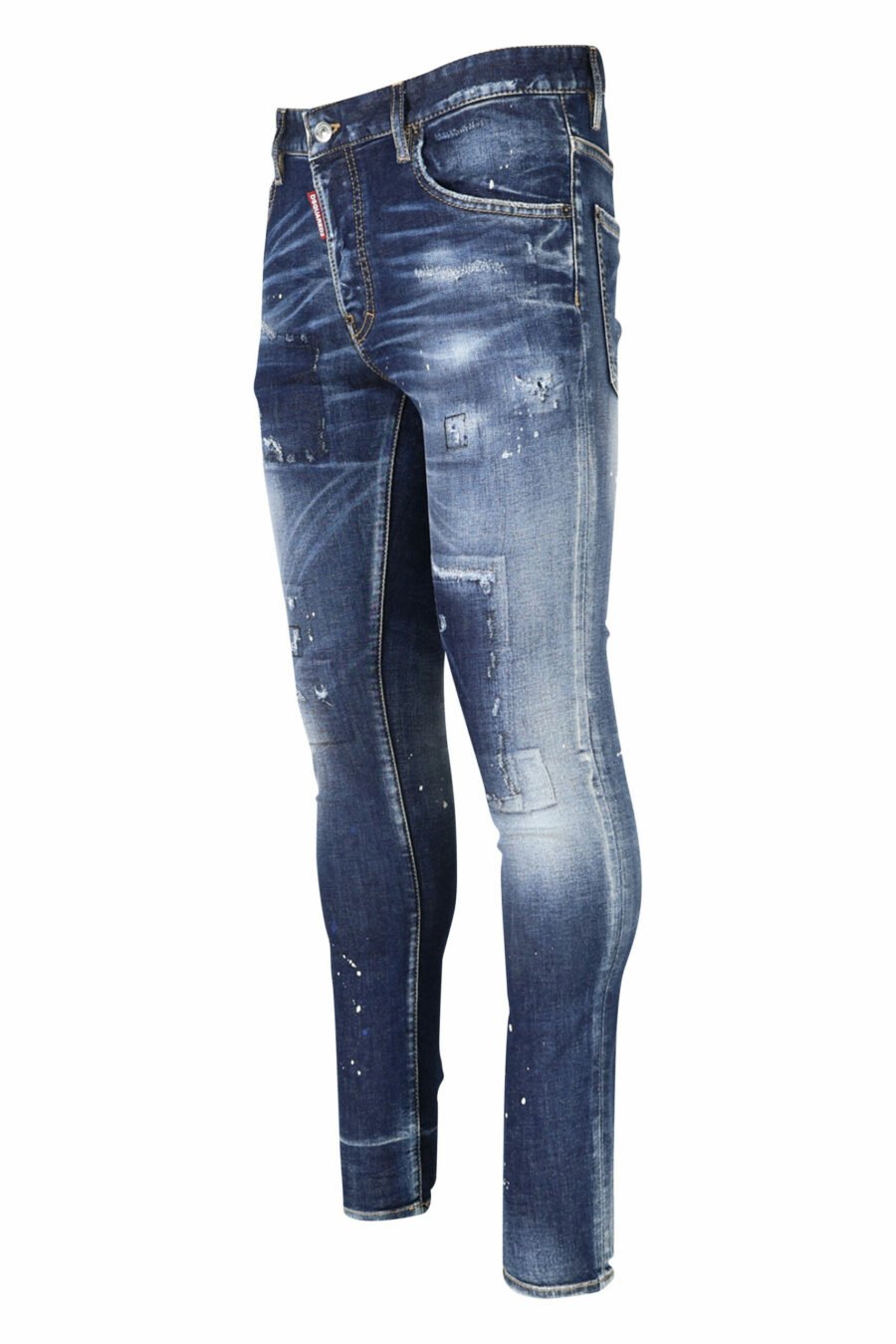 Blaue "super twinky jean" Jeans mit Patch und ausgefranst - 8054148104863 1 skaliert