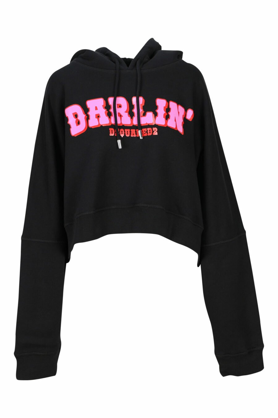 Black hooded sweatshirt with fuchsia maxillogo "darlin'" - 8054148144166 scaled