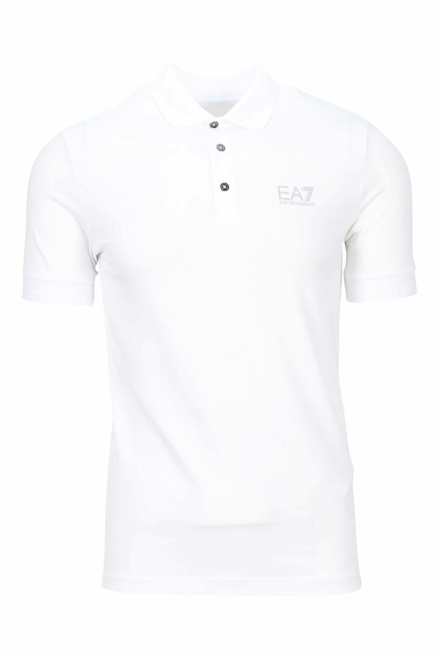 Weißes Poloshirt mit silbernem Minilogo mit Farbverlauf "lux identity" - 8055187159944 1 skaliert