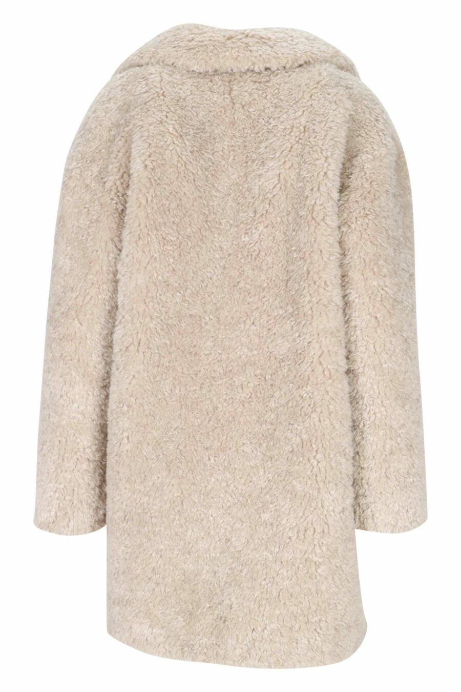 White curly faux fur coat with printed inner lining - 8055721641478 2 scaled