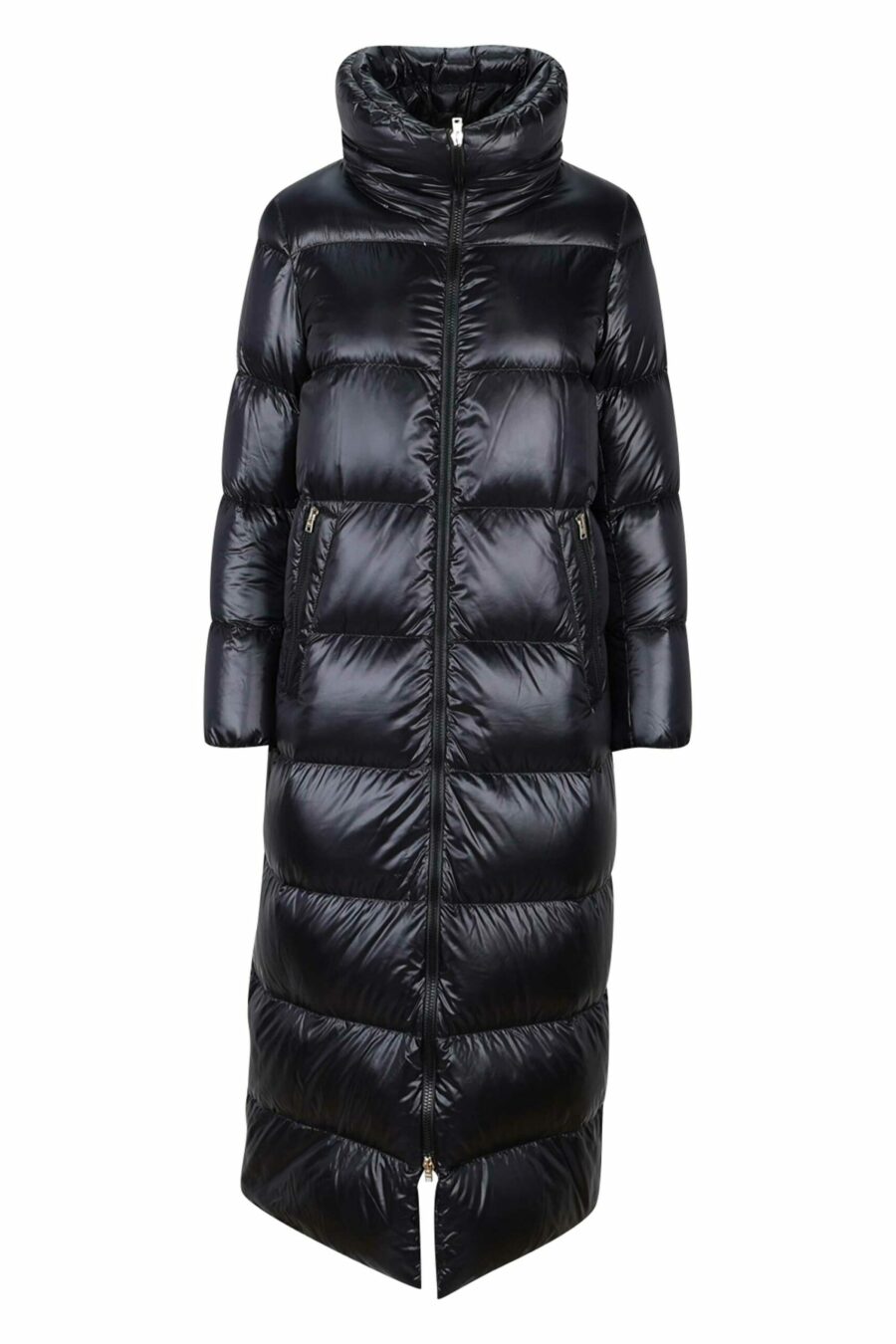 Long black quilted quilted jacket with straight lines - 8055721802237 scaled