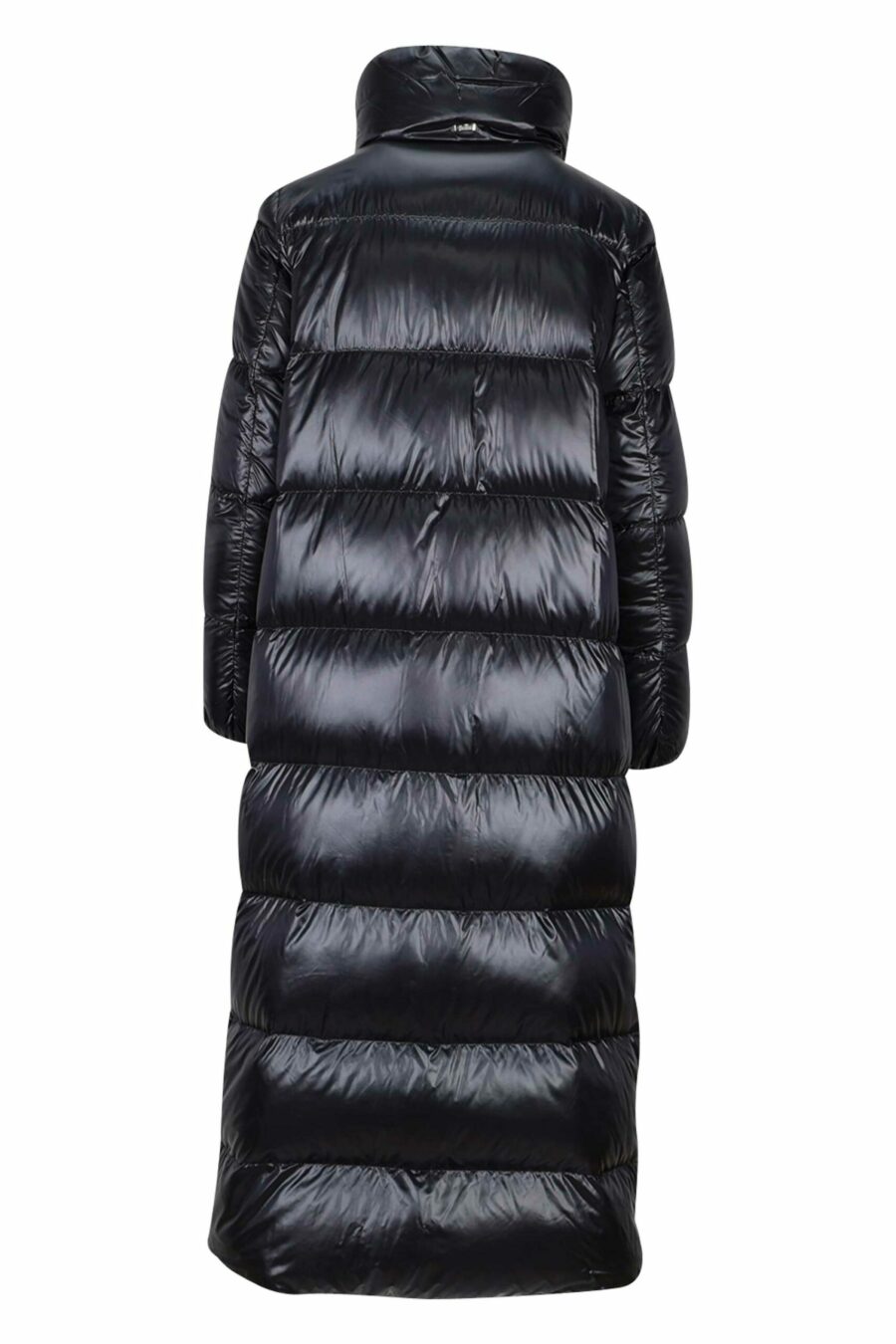 Long black quilted quilted jacket with straight lines - 8055721802237 2 scaled