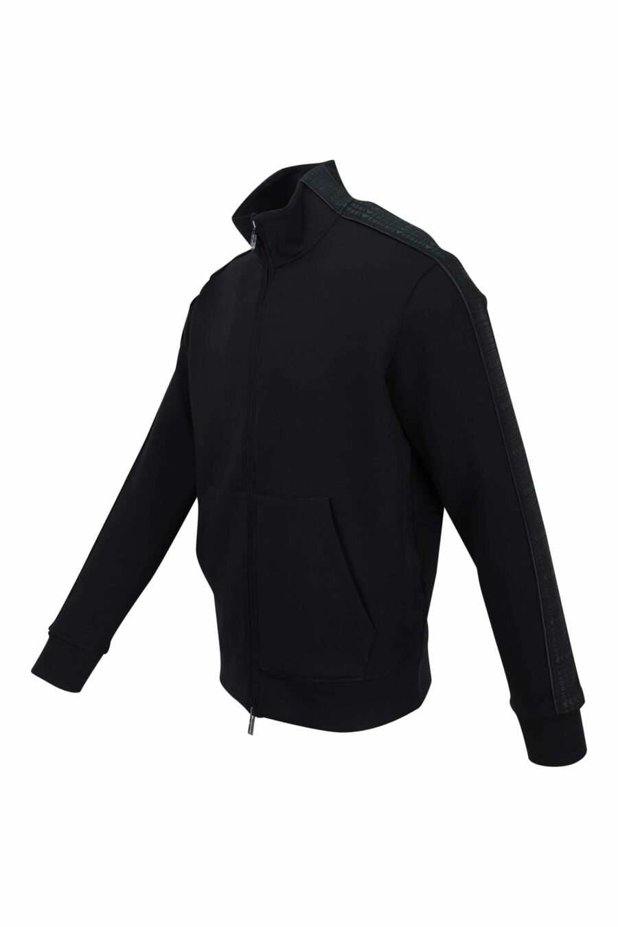 Black turtleneck sweatshirt with side stripes and mini logo - 8057767454784 1 scaled