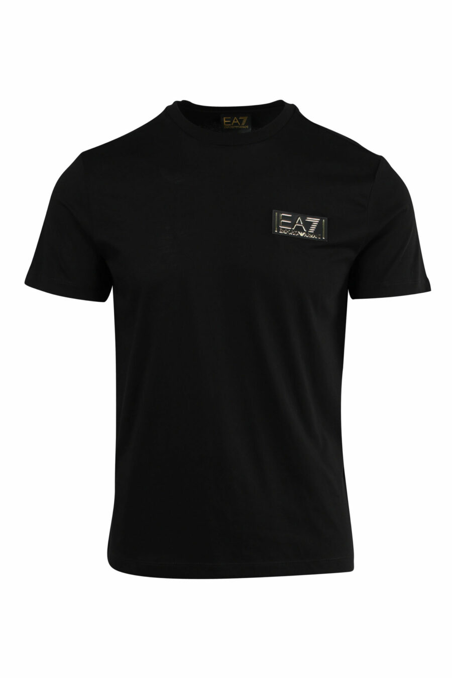 Camiseta negra con minilogo etiqueta "lux identity" dorado - 8057767515805 scaled