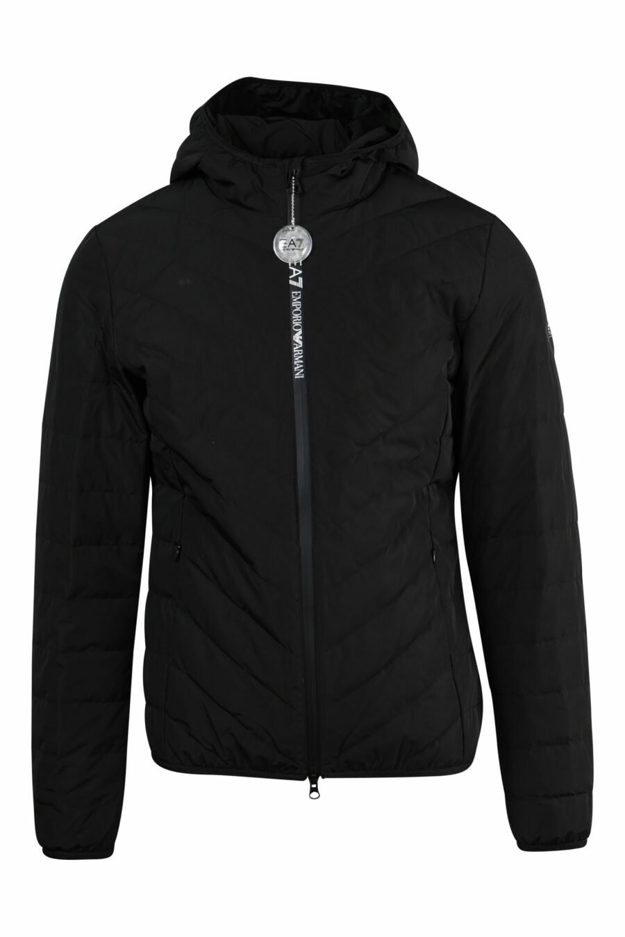 Black windbreaker jacket with hood and vertical "lux identity" logo - 8057767519568 scaled