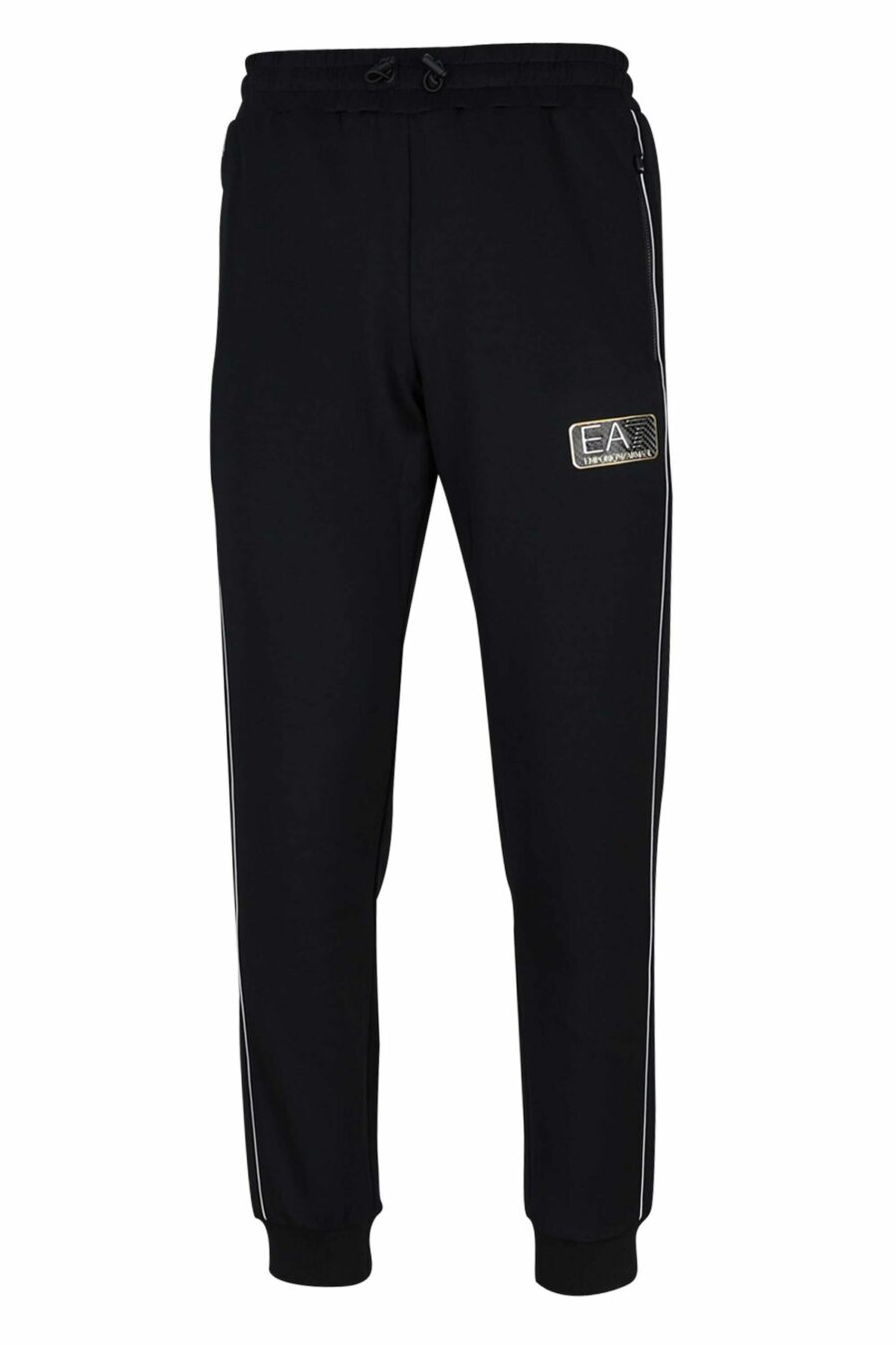 Tracksuit bottoms black with white stripes and metal logo "lux identity" - 8057767646189 scaled