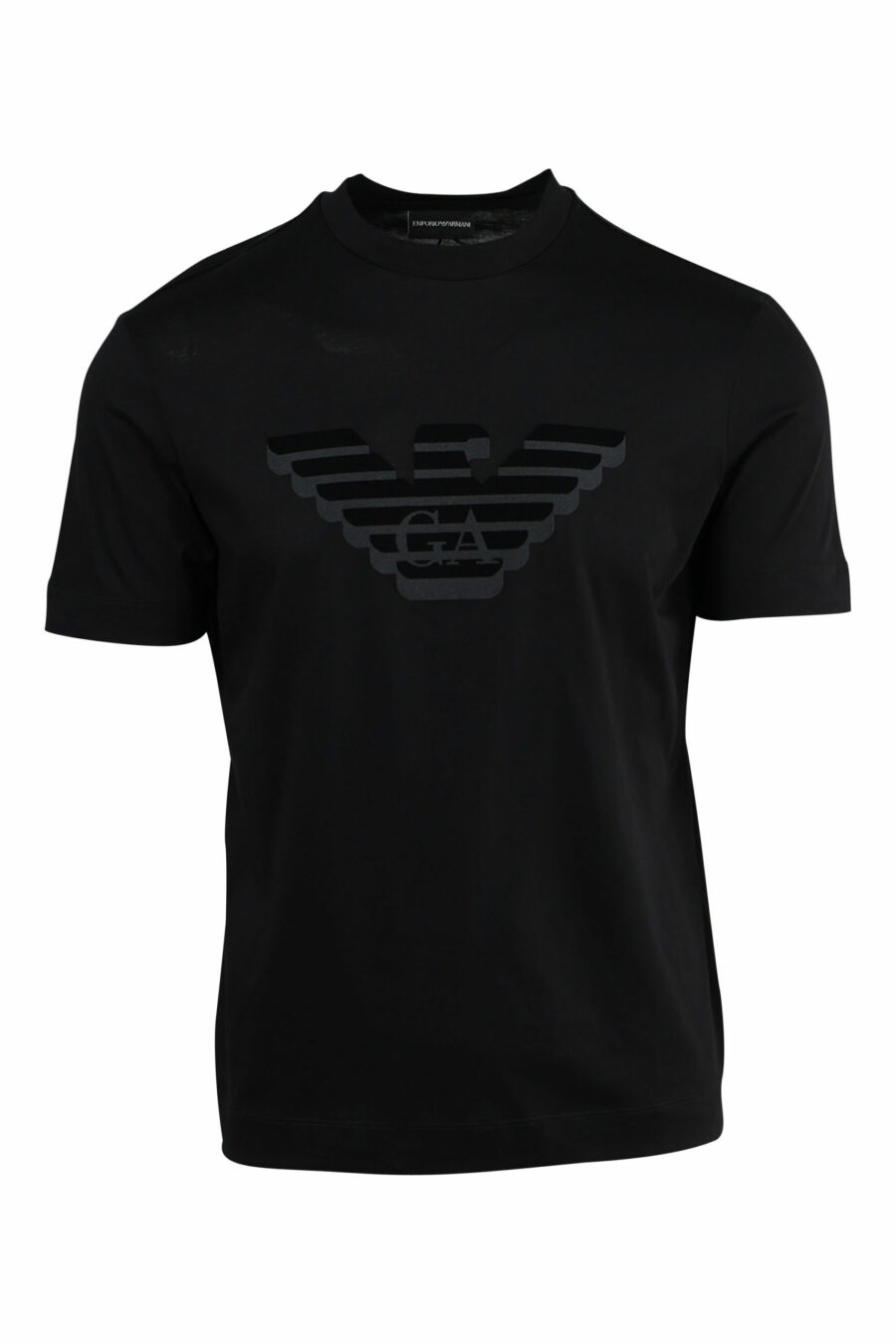 Camiseta negra con maxilogo águila en relieve - 8057970433729 scaled