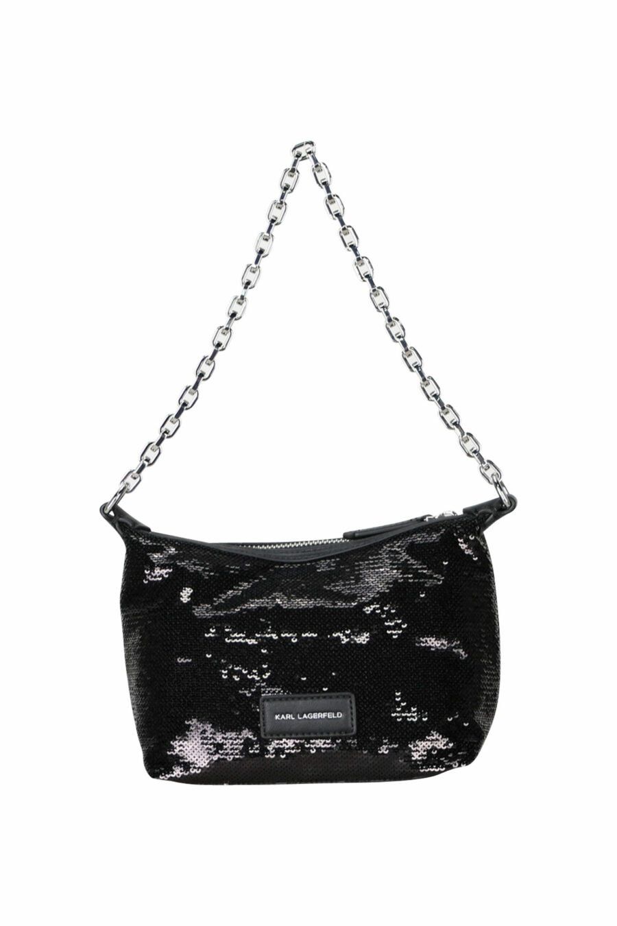 Black sequined shoulder bag with silver logo - 8720744416210 2 scaled