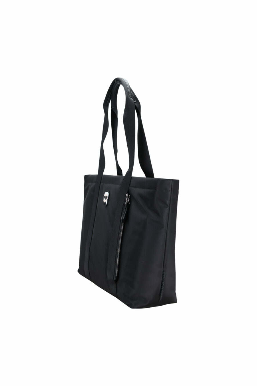 Black nylon tote bag with mini logo "karl" - 8720744417651 1 scaled