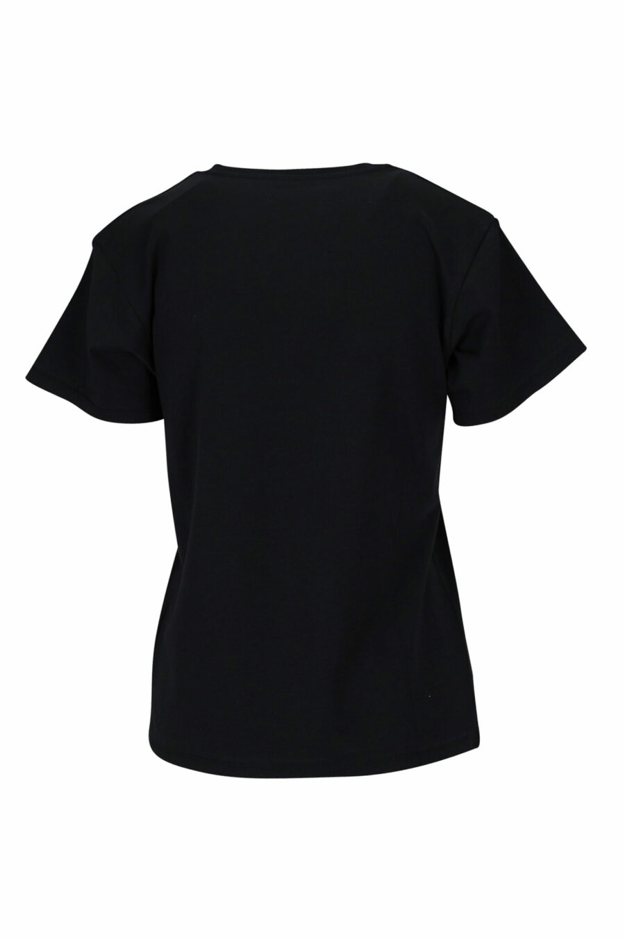 T-shirt preta com decote em V e logótipo de fita monocromática - 889316614954 1 scaled