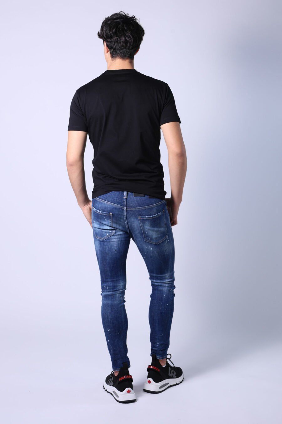Jeans "super twinkey jean" blau ausgefranst mit schwarz gerissen - Untitled Catalog 05290